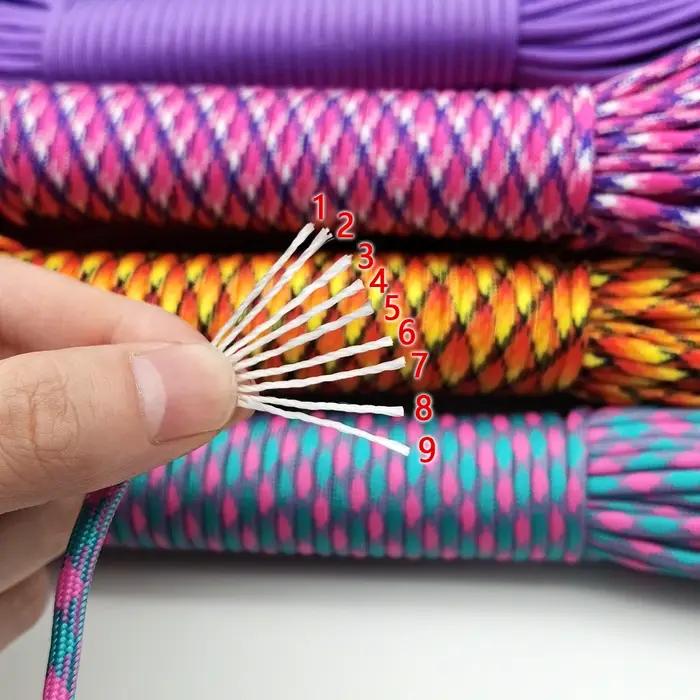 Paracorde à 9 noyaux de support, 4 tailles Dia.4mm, pour survie, Parachute, lanière, Camping, escala