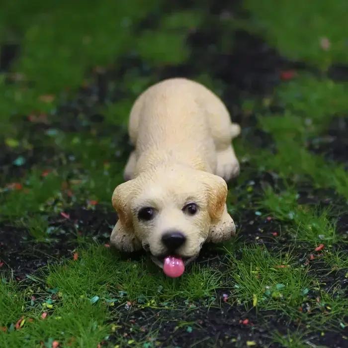 Mini chiot Kawaii en résine, figurine d'Auckland, chien accroupi de dessin animé, décorations de micro-paysage bricolage pour enfants