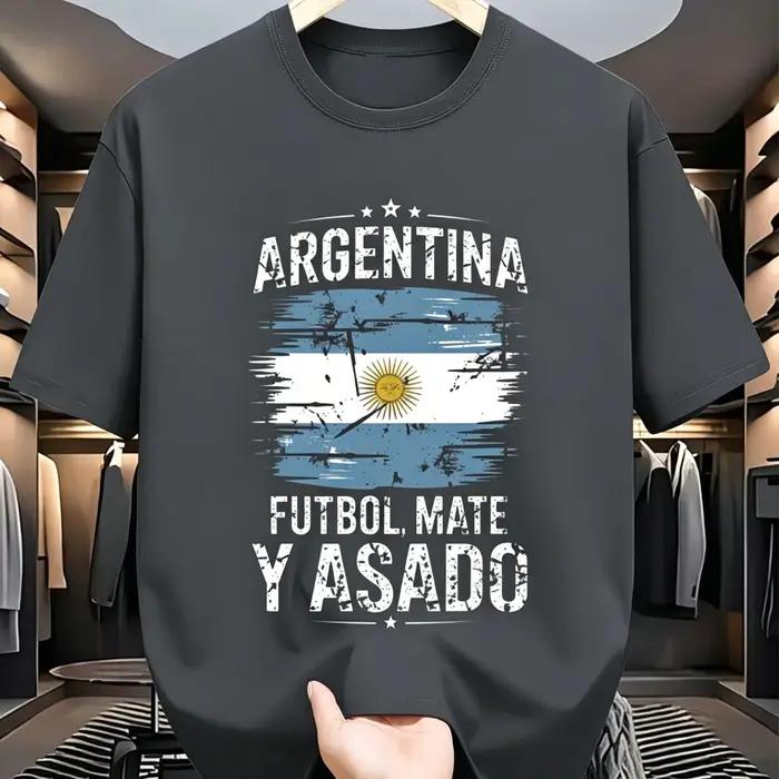 T-shirt à manches courtes pour hommes avec slogan créatif sur la culture du football argentin