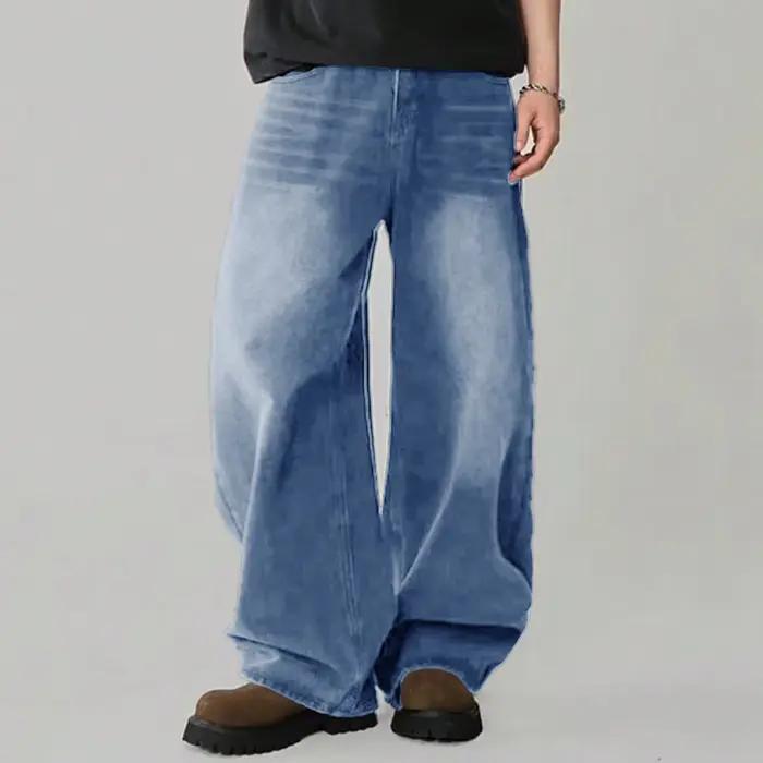 Jean quatre saisons pour hommes Version coréenne étudiant pantalons décontractés haute rue droit ample jambe large