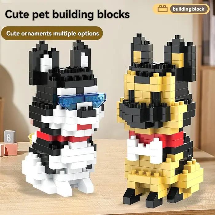 Ensemble de Micro blocs de construction créatifs, bricolage, modèles de personnages de dessins animés de chiens, jouets éducatifs pour enfants, cadeau d'anniversaire