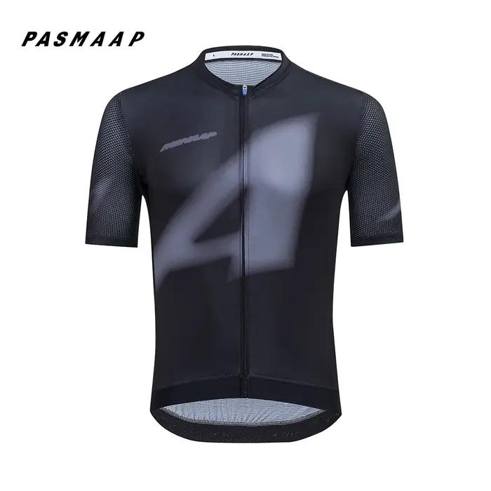 Maillot de cyclisme PASMAAP pour homme polyesters séchage rapide anti-transpiration poche intégrée pour randonnées et courses de vélo