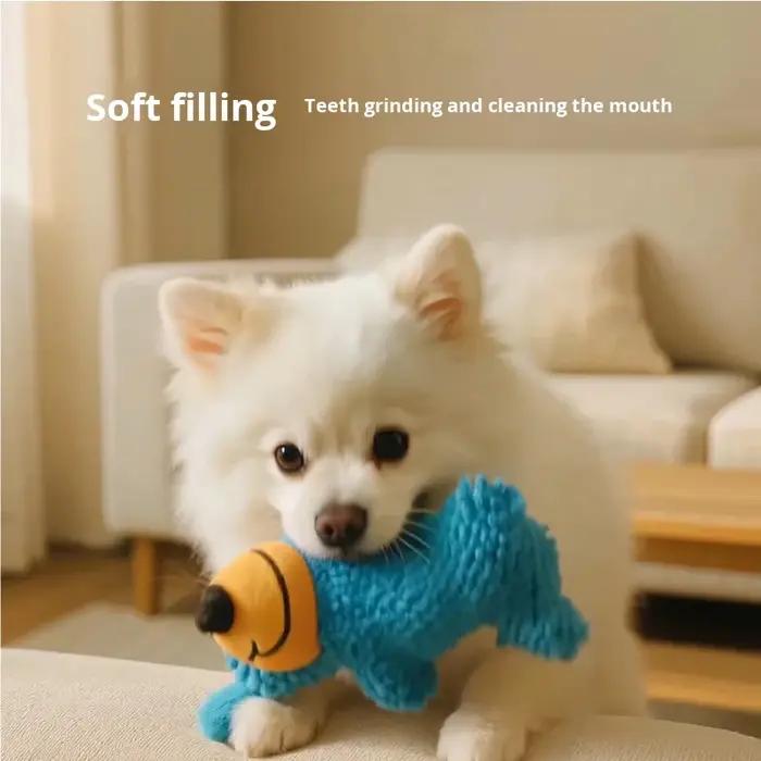 Jouet pour chien en peluche chenille, jouet couineur, jouet à mâcher moelleux, jouet interactif pour l'entraînement et le soulagement de l'anxiété, avec un visage souriant mignon.