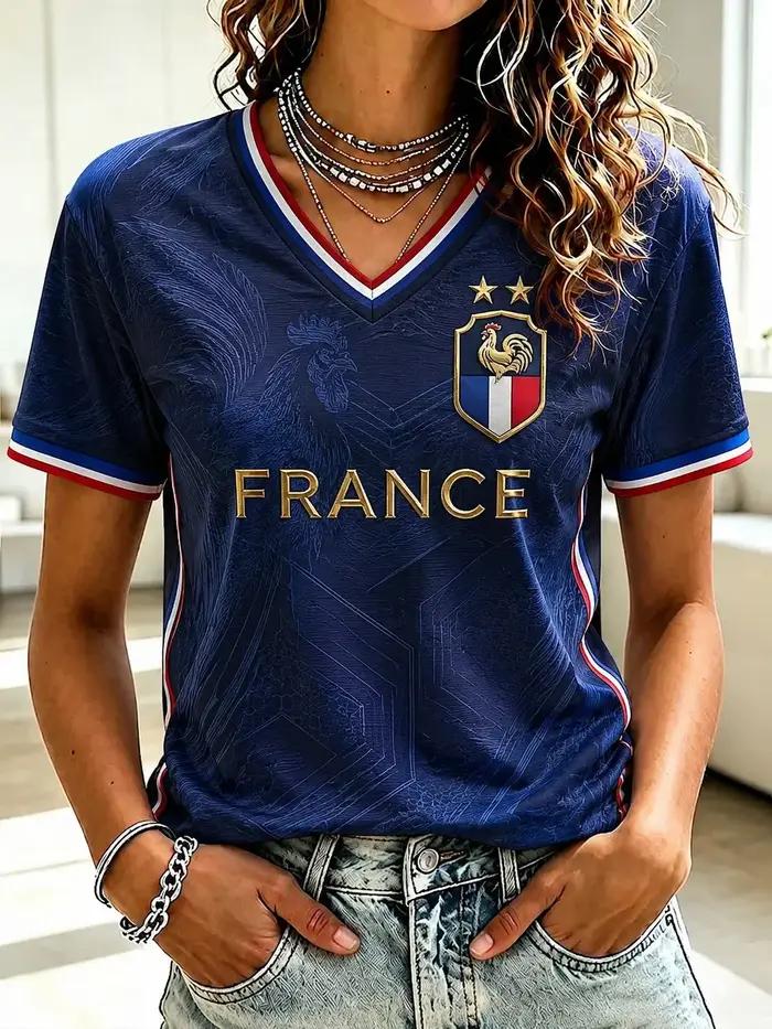 Tshirt dentrainement de football pour supporters frances edition 2026 impression numerique 3d confortable et respirant vetements pour toute la famille tricotage court manches polyester ajustement parfait multicolor occasionnels