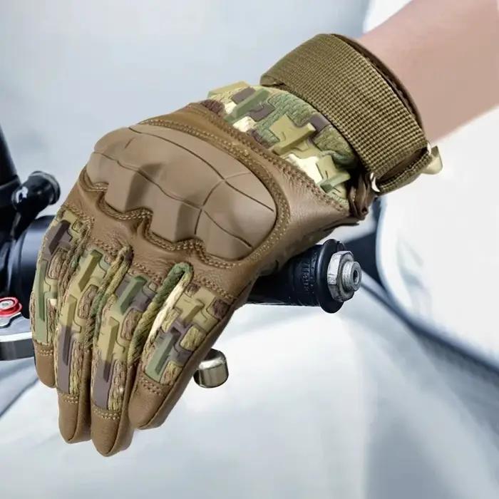Gants tactiques en cuir PU compatibles écrans tactiles pour vélo, randonnée et chasse - respirants