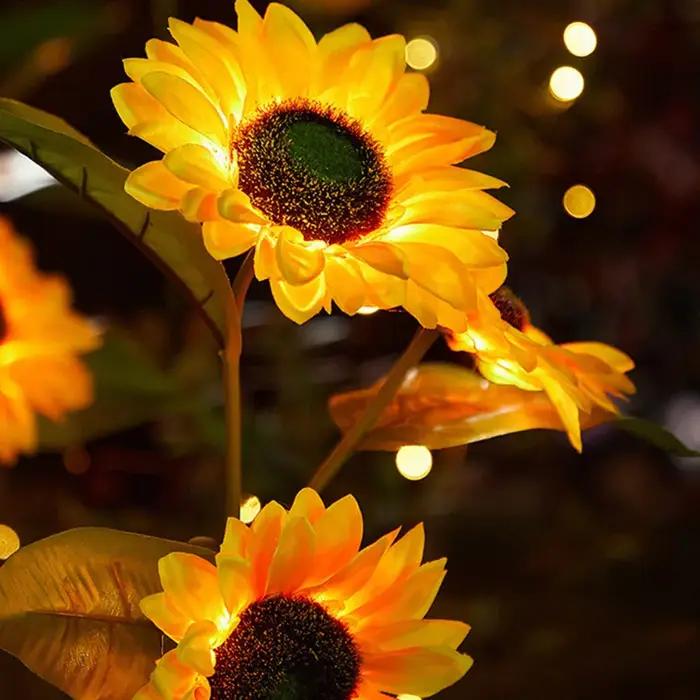 LED solaire tournesol extérieur pelouse lumière IP65 étanche voie cour mariage vacances jardin décor