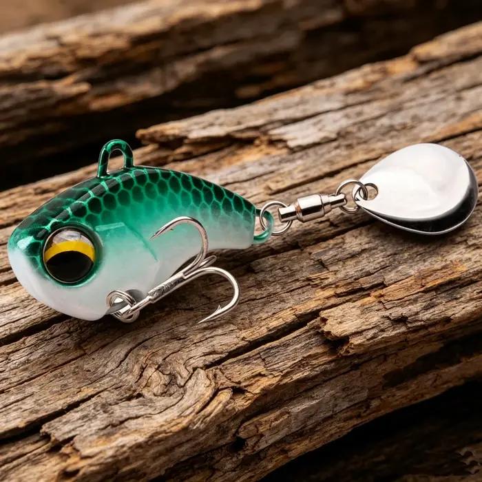 Leurre rigide vibrant en métal avec cuillère rotative, appât artificiel idéal pour la pêche au brochet ou au bar, occasions spéciales de pêche en mer, lac, rivière et plage
