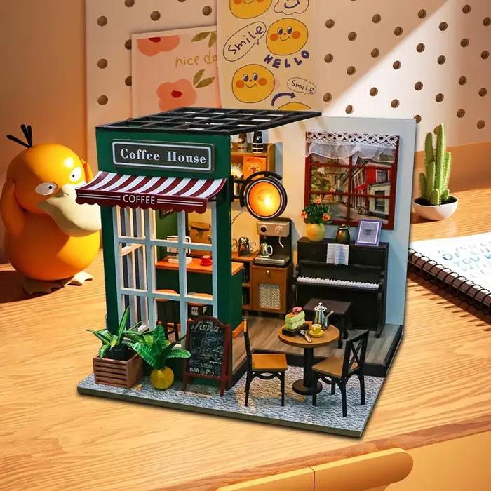 Analyste de construction de modèles de maison de course miniatures en bois pour enfants, puzzles 3D