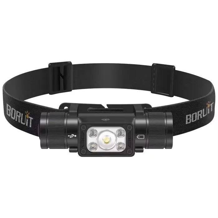 BORUiT HP340/HP350 LED lampe frontale puissante type-c rechargeable phare étanche Camping pêche tête torche lanterne