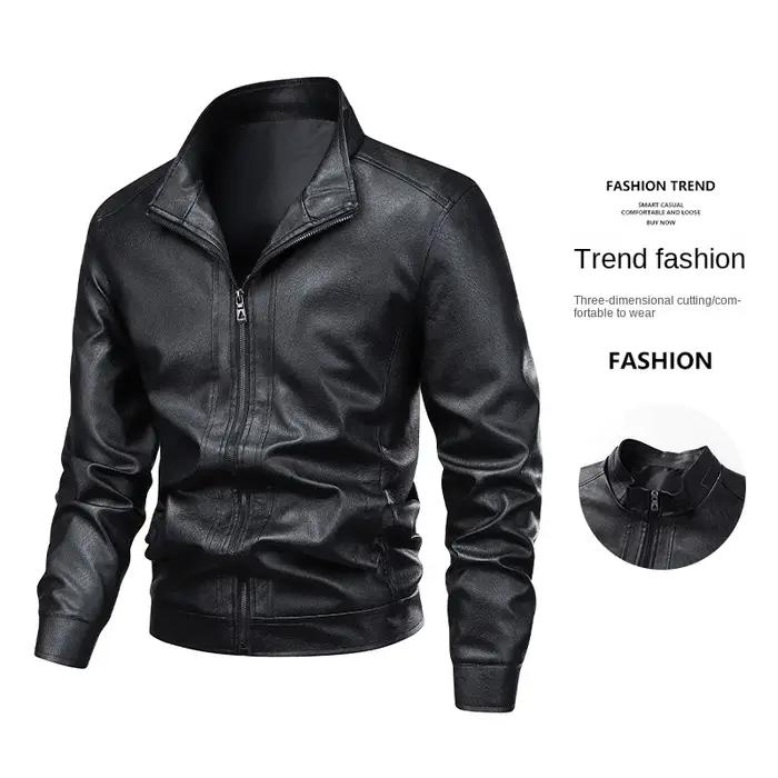 Transfrontalier 2025 nouvelle veste en cuir hommes manteau automne nouveau col montant veste hommes