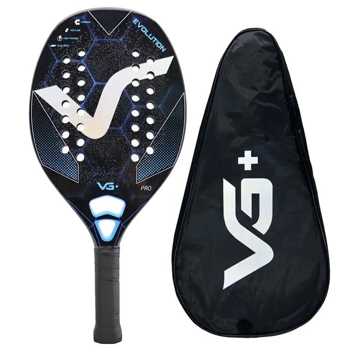 Raquette de beach tennis en Kevlar/12K/Carbone avec surface 3D brillante et poignée antidérapante po