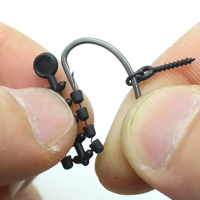 Hameçon de pêche à la carpe, crochet de connexion, perles pivotantes, ligne d-rig, aligneur, plates-