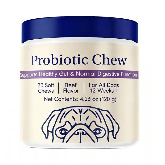 Probiotiques à Mâcher pour Chiens - Probiotiques pour la Santé Intestinale, Diarrhée Occasionnelle,