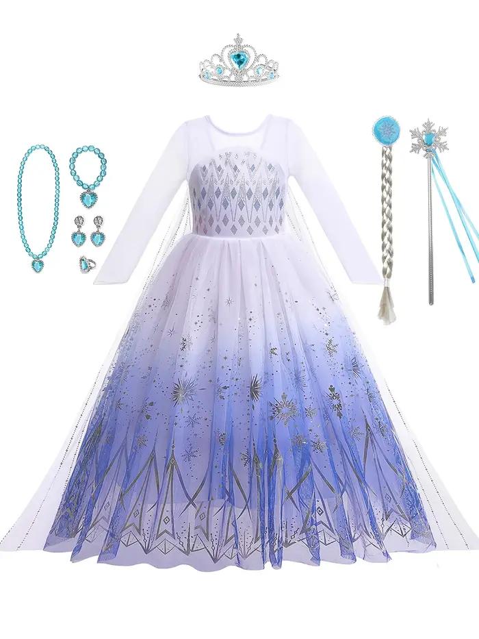 Elsa Anna enfant princesse filles robe Rapunzal enfants Cosplay Halloween robes