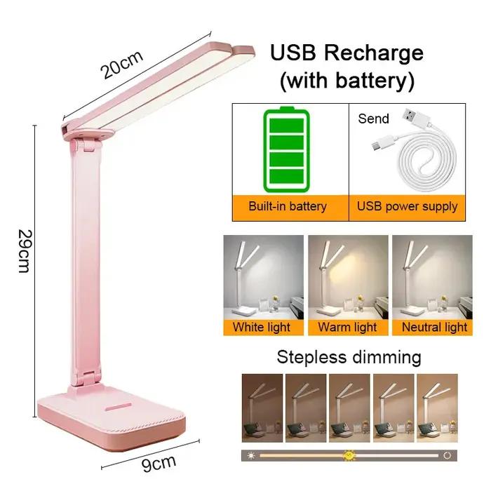 Lampe de bureau USB à 3 niveaux de luminosité réglable