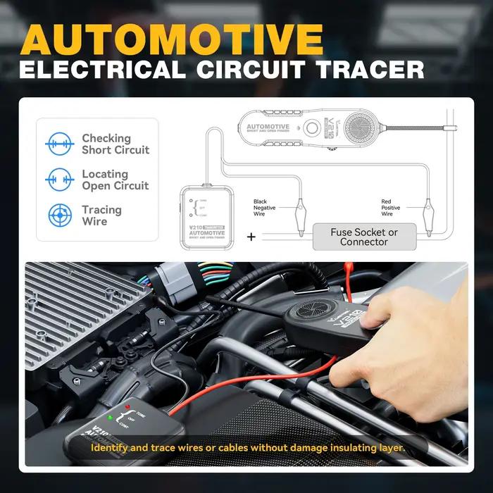 2026 VDIAGTOOL V210 Testeur de circuit automobile 6V-42V Détecteur d'ouverture et de court-circuit V