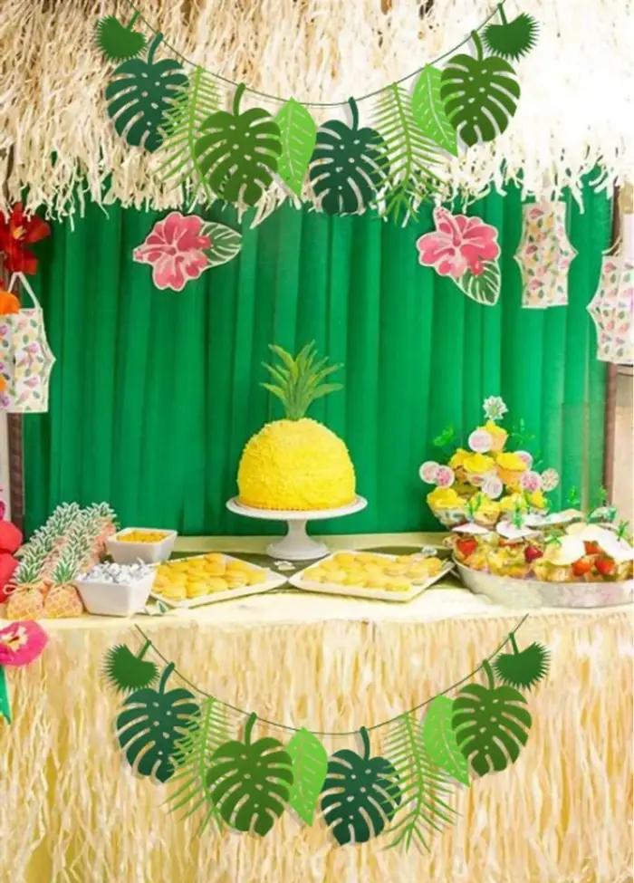 Décoration de feuille de tortue, fête hawaïenne d'été, fête d'anniversaire, Safari, Jungle, tropique, décor à thème de dinosaure