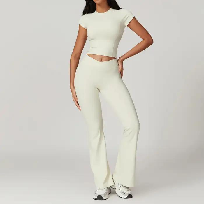 Ensemble de Yoga 2 pièces, vêtements de sport, combinaisons de Yoga pour femmes, Fitness, manches co