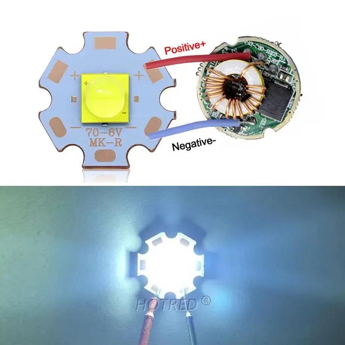 3W 10W 20W LED XPE XRE T6 XML2 XHP50 20mm perles blanches froides + torche lampe de poche ensemble d