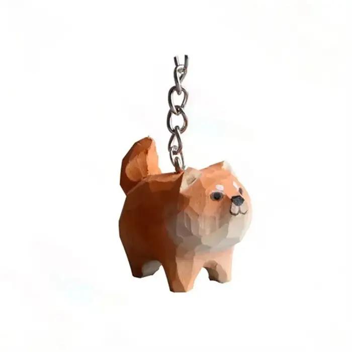 Porte-clés en bois sculpté Akita Husky chien kawaii élégant pour étudiant cadeau occasion spéciale