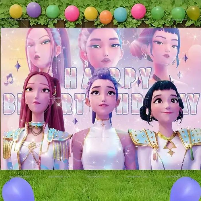 Bannière de fête d'anniversaire KPop Demon Hunters