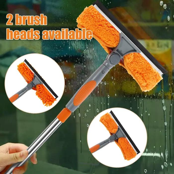 Kit de nettoyage de vitres étendu 2 en 1 avec raclette rotative 180° pour fenêtres, portes de douche, miroirs et pare-brise de voiture occasions spéciales