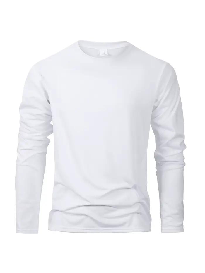 Printemps automne hommes T-shirts à manches longues décontracté hauts couleur unie haute qualité noir T-Shirt classique