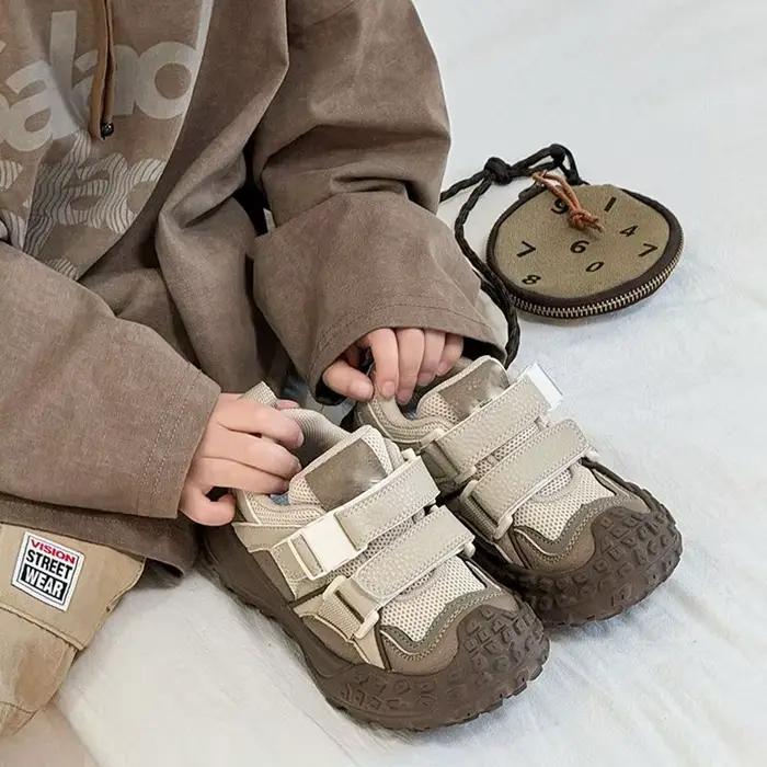 Baskets Chunky pour Enfants 2026 Nouvelles Chaussures d'Hiver en Coton à Velcro avec Semelle Crantée