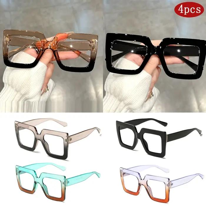 Lunettes de soleil fashion femmes carrées anti-lumière - Monture large colorée dégradée, protection UV complète
