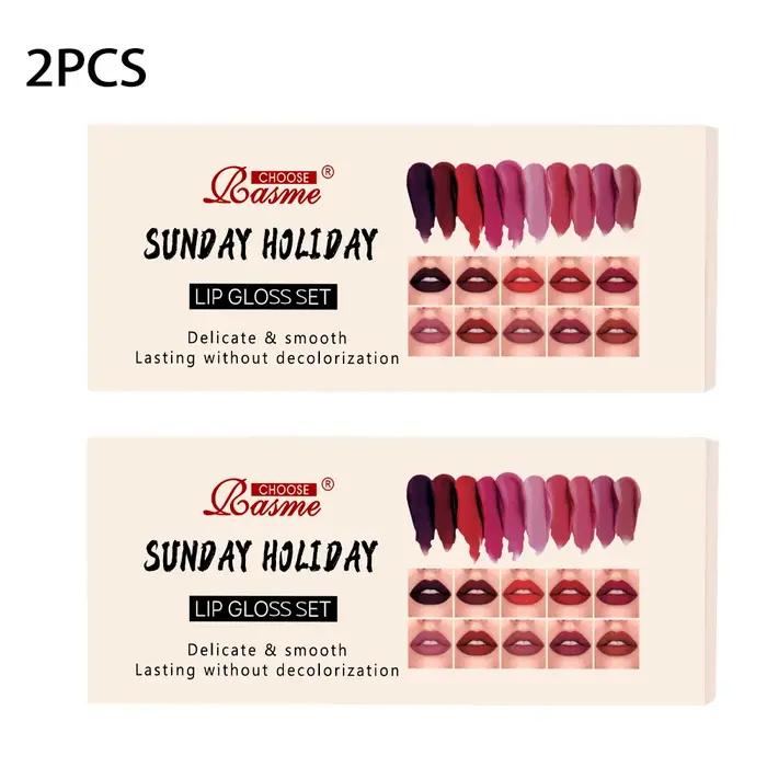 Ensemble de 10 rouges à lèvres velours imperméables et hydratants pour femmes occasions spéciales Saint-Valentin