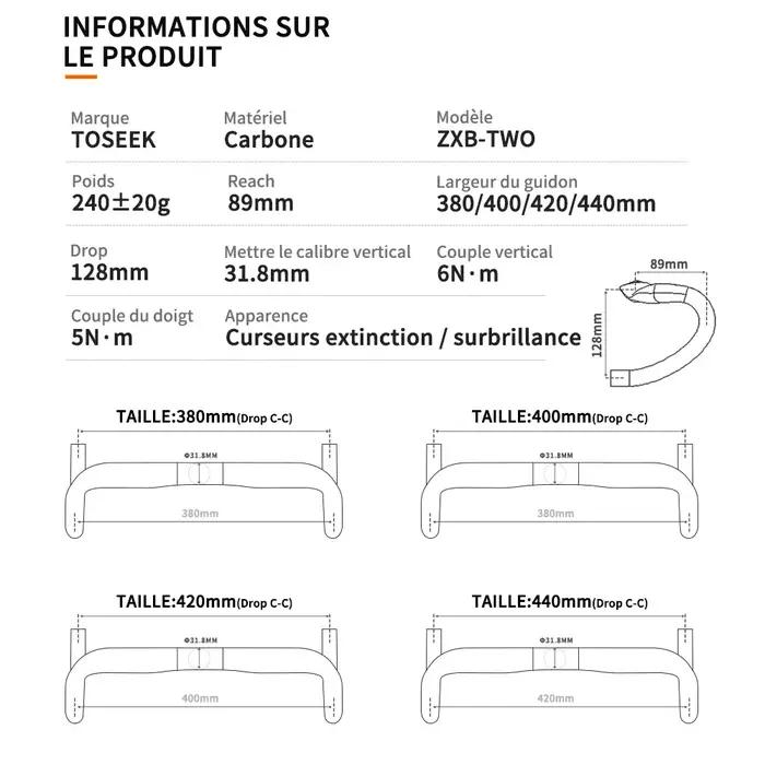 TOSEEK – guidon de vélo de route en Fiber de carbone