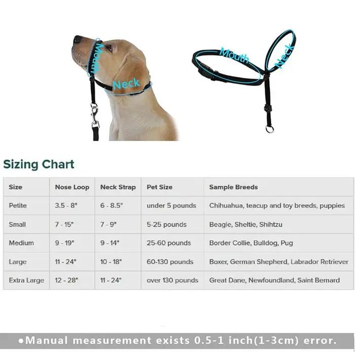 Collier de tête rembourré réglable en nylon pour chien