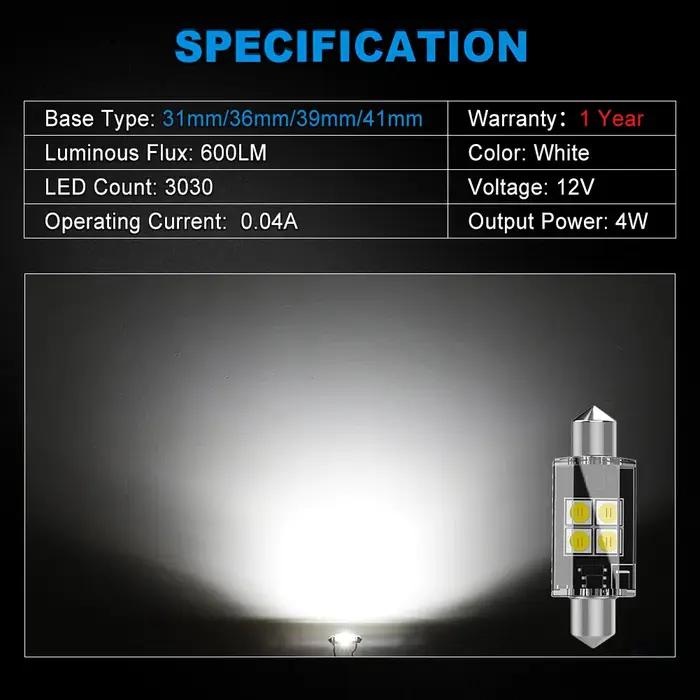 NAO C5W LED CANBUS C10W 12V 3030 SMD guirlande sans erreur 31mm 36mm 39mm 41mm pour lumière intérieu