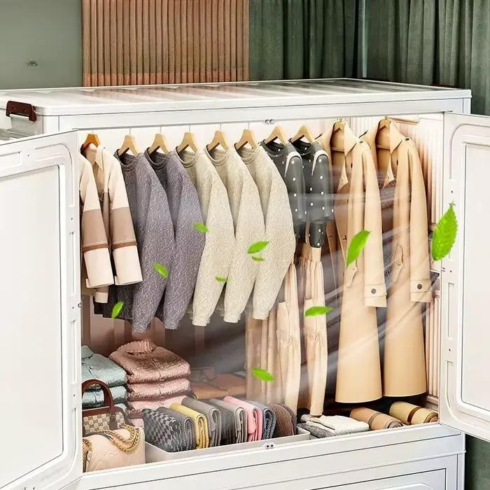 Armoire robuste organisateur de chambre vêtements pour enfants et femmes, armoire moderne en plastique avec porte coulissante pour rangement efficace et élégant