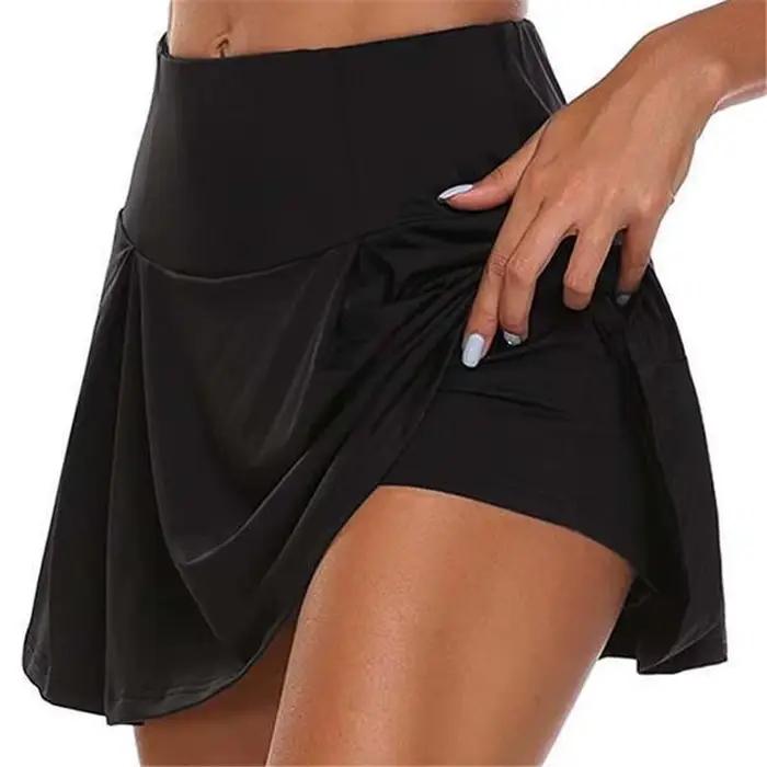 Été femmes Sprints Tennis danse Fitness jupes courtes séchage rapide solide femme doublure taille haute Mini