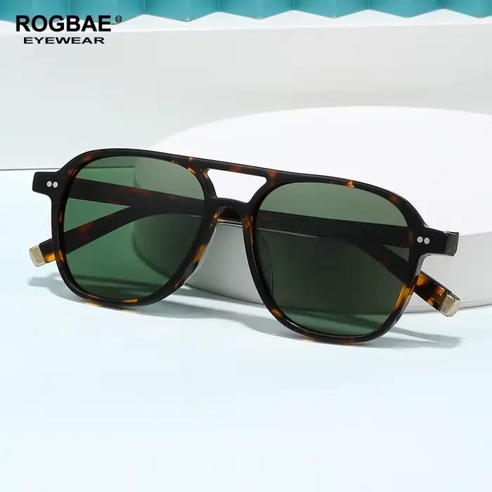 ROGBAE Vintage acétate lunettes de soleil hommes BJORN rétro concepteur UV400 mode lunettes de solei