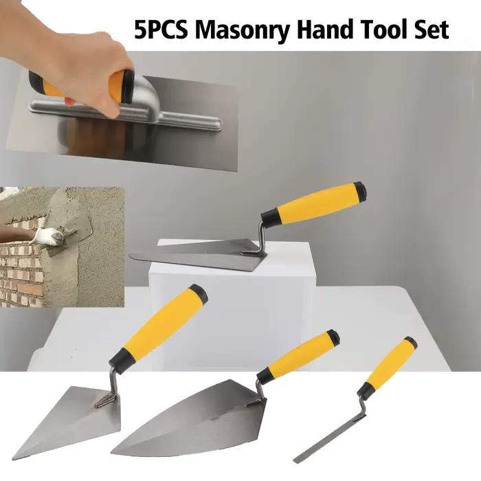 5 pièces Mason Set manche en bois en acier au carbone, truelle de maçonnerie, truelle de pointage, truelle margine