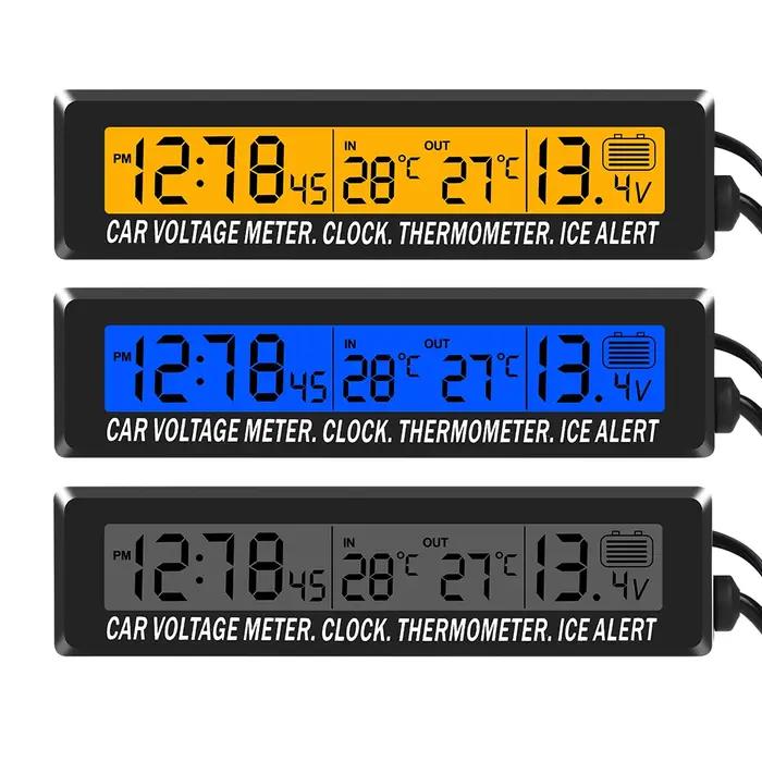 4 en 1 horloge calendrier thermomètre voiture multi-fonction couleur écran tension avec LCD heure Da