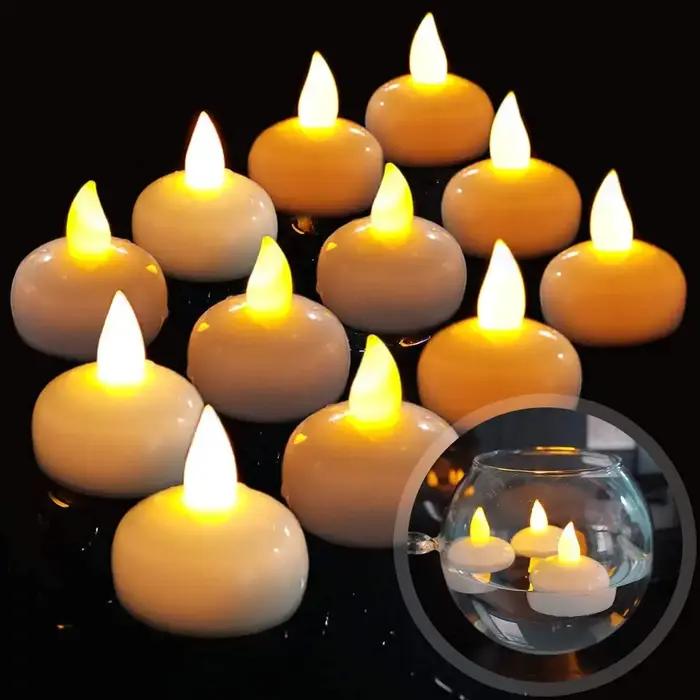 2-48 pièces bougie chauffe-plat LED flottante Flicke