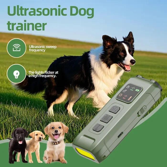 Dispositif Répulsif Anti-Aboiement pour Chiens à Double Tête avec Flash LED, Contrôle des Aboiements en Extérieur, Appareil Anti-Aboiement Rechargeable pour Chiens