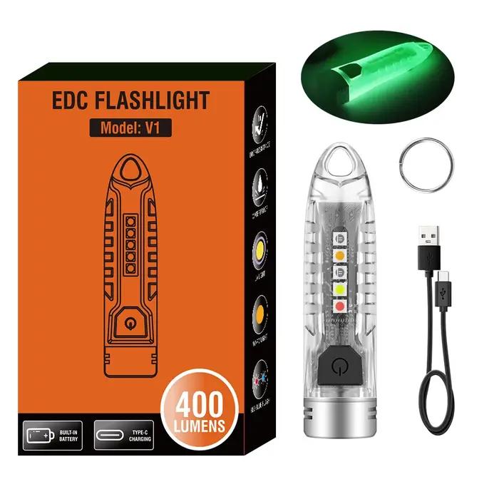 BORUiT V1 400LM UV porte-clés lampe de poche LED EDC Rechargeable étanche Fluorescent