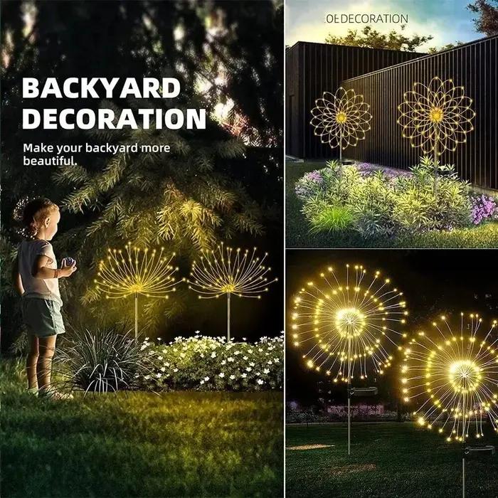 Feu d'artifice solaire LED d'extérieur, décoration de jardin, lumières féeriques, étanche, pissenlit