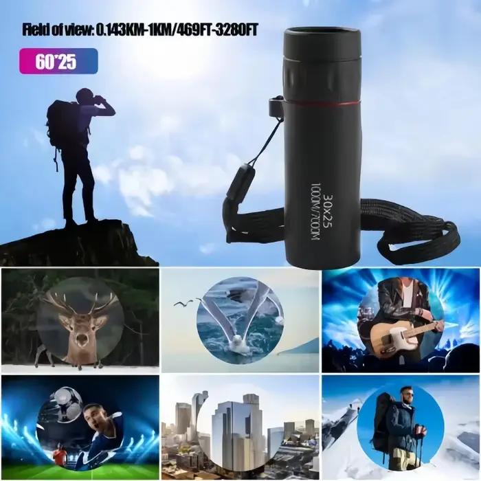 Télescope monocular HD 2000x25 portable pour chasse, camping et observation des oiseaux - Nouveau