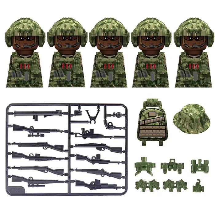 Figurines de forces spéciales militaires, blocs de construction, armes, tenue Ghillie, sniper, SWAT, Ghost, KSK, police, bandit, jouet pour garçon, cadeau F029