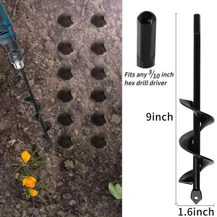 Tarière spirale pour jardinage – Perceuse manuelle ou électrique pour la plantation de fleurs et de