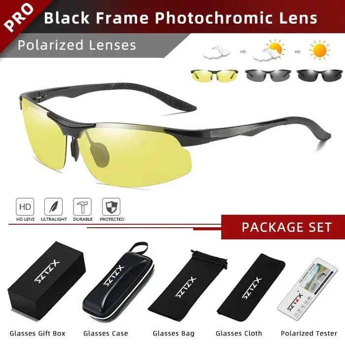 SZTZX aluminium sans monture photochromique jour nuit Vision Anti-éblouissement lunettes hommes polarisées conduite lune
