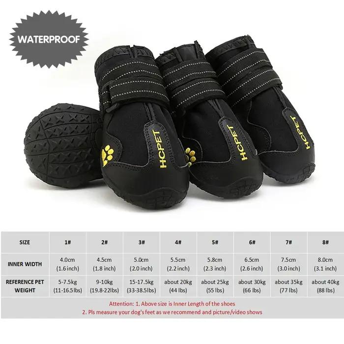 Bottes imperméables pour chiens taille moyenne et grande résistantes à l'eau et respirantes pour entraînement en plein air et randonnée 4 pièces pour chiens occasions spéciales
