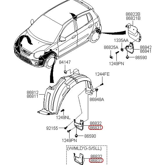 Garde-boue adapté pour Kia PICANTO 2008 2009 2010 8683107500 Garde-boue avant arrière garde-boue g