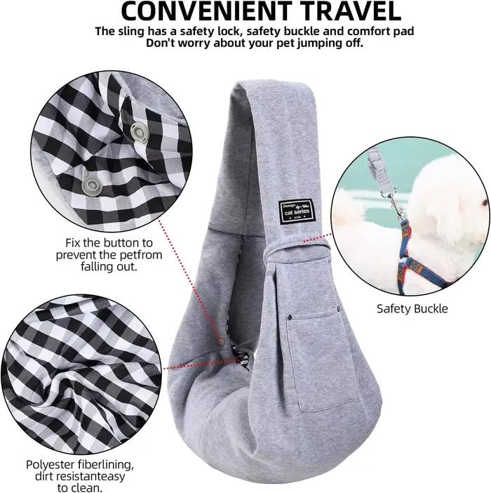 Écharpe de transport pour chiens et chats polyester mains libres pour petits animaux sécurité voyage confort transport main libre