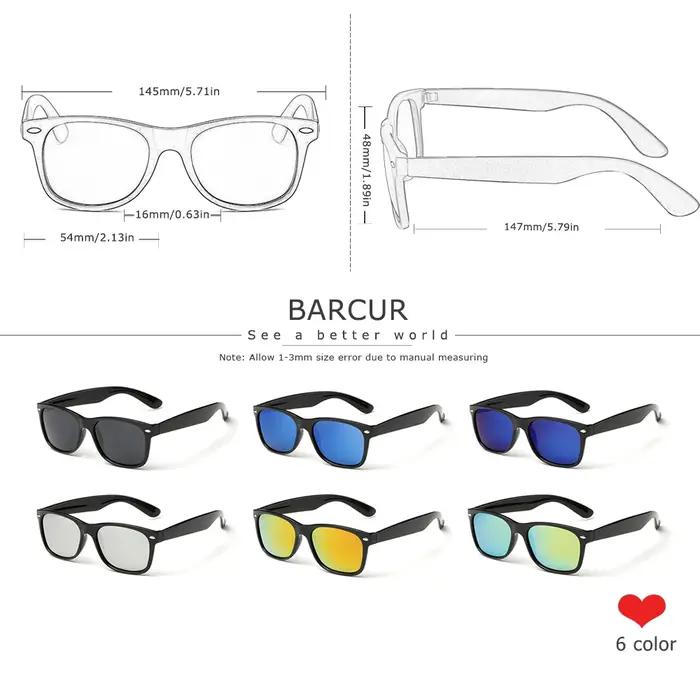 BARCUR lunettes rétro hommes lunettes de soleil Vintage mode classique marque lunettes femmes lunett